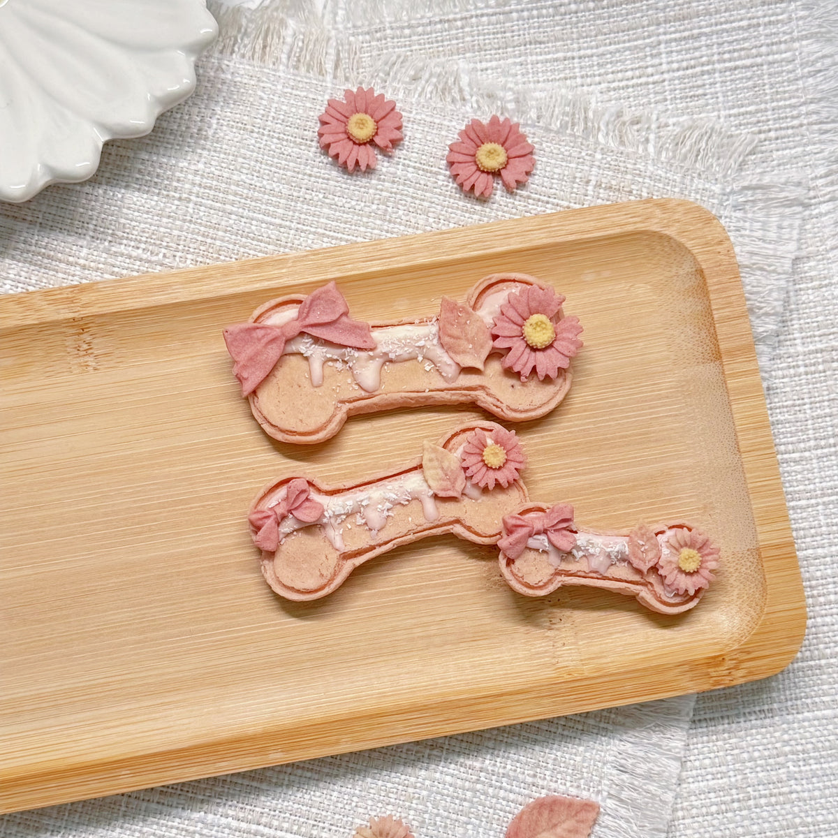 Spring Blossom Bone-Shaped Chicken Cookies