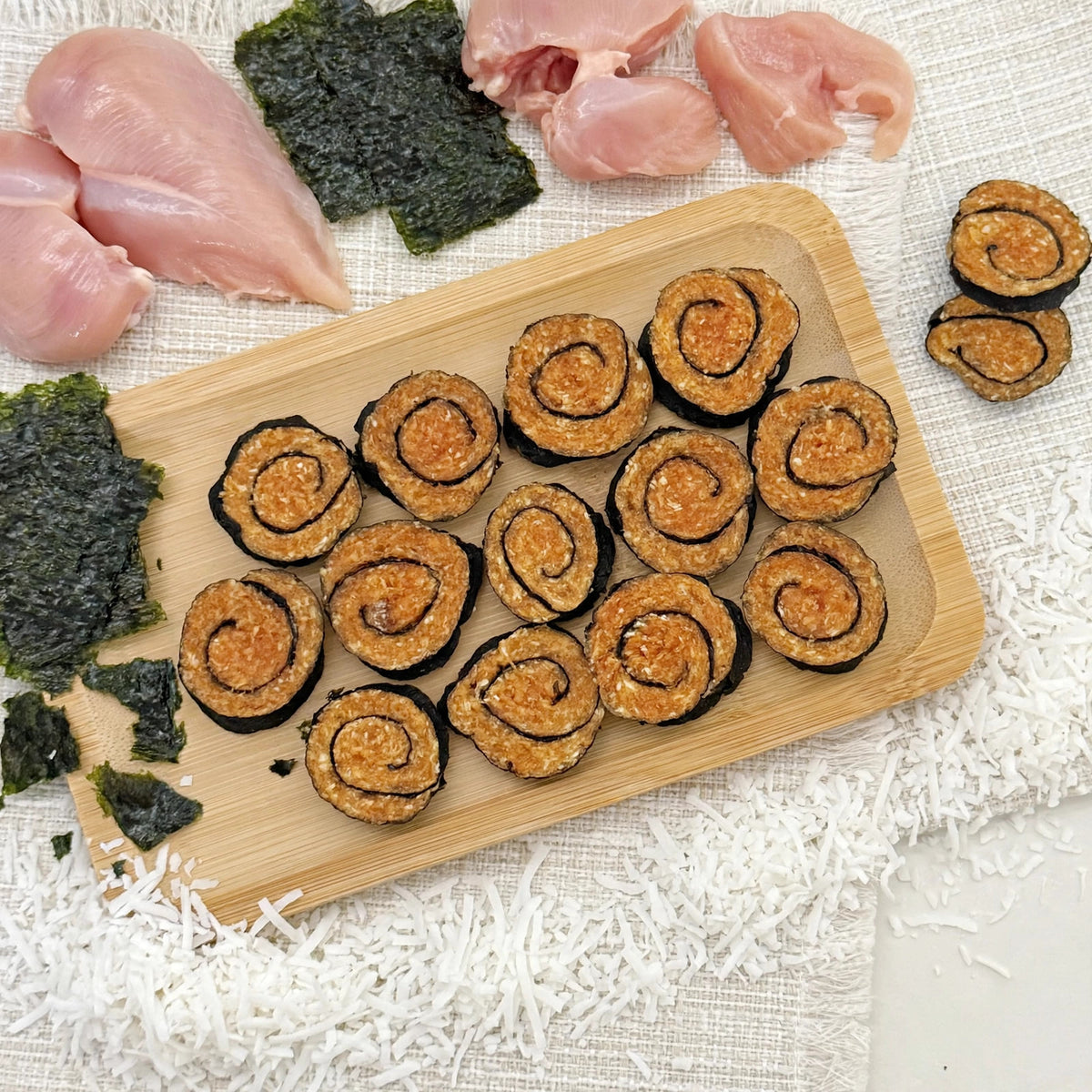 Chicken & Seaweed Sushi Bites with Coconut