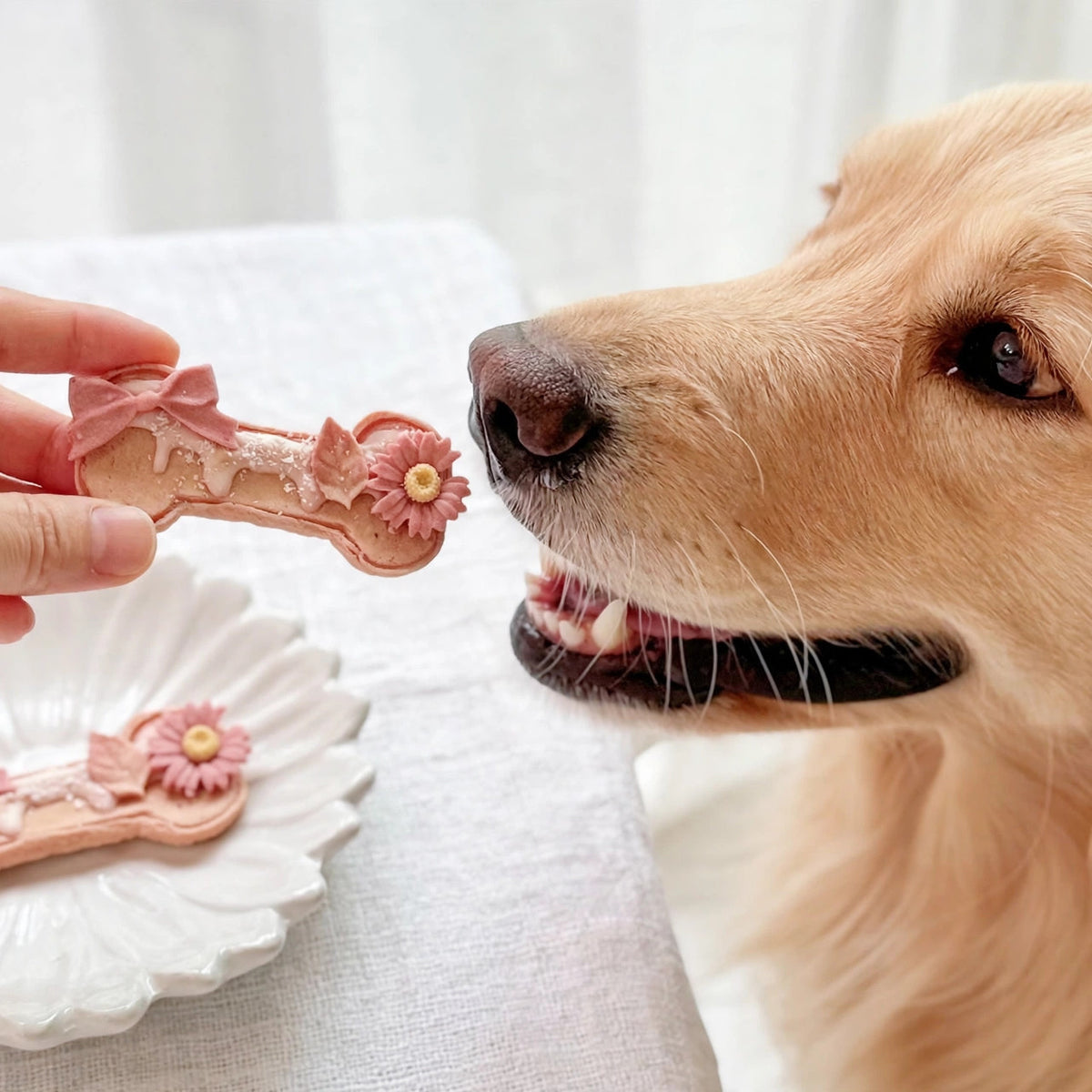 Spring Blossom Bone-Shaped Chicken Cookies