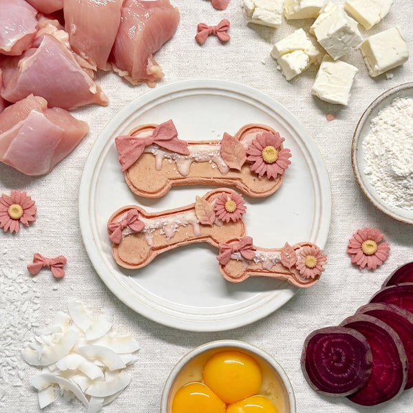 Spring Blossom Bone-Shaped Chicken Cookies