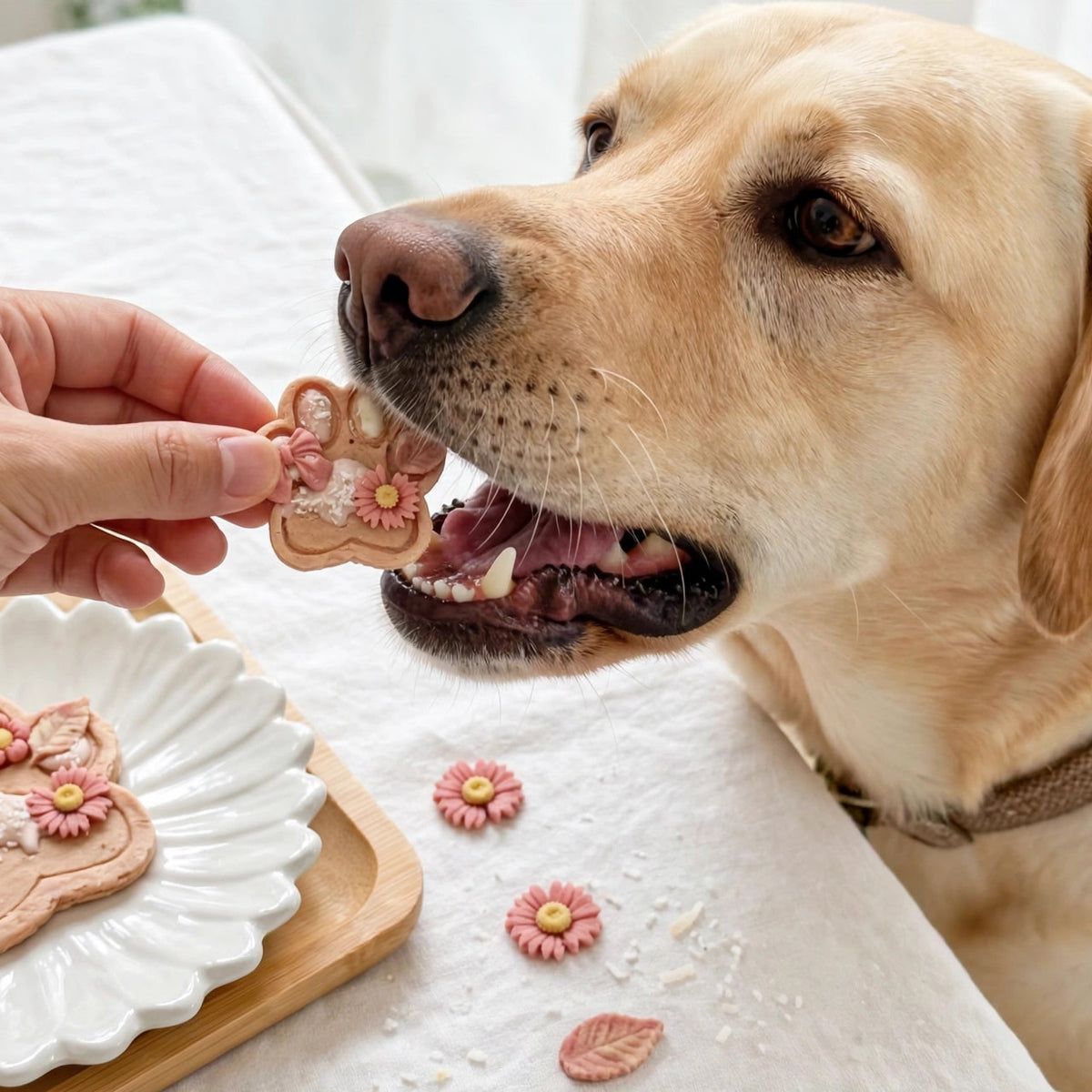 Spring Blossom Paw-Shaped Chicken Cookies