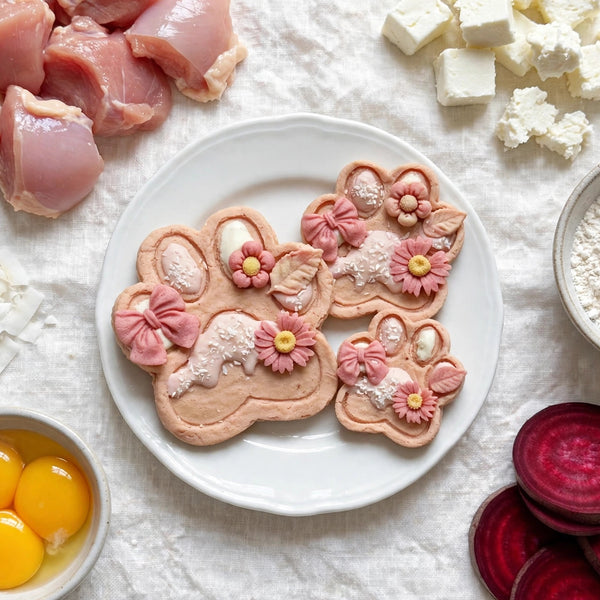 Spring Blossom Paw-Shaped Chicken Cookies