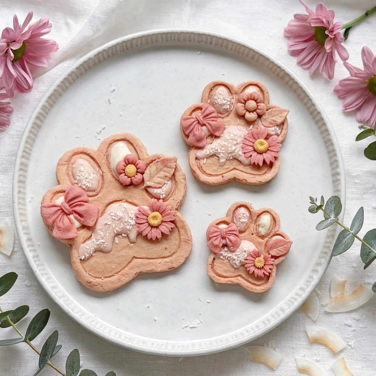 Spring Blossom Paw-Shaped Chicken Cookies